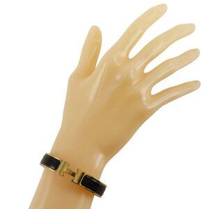 HERMES Click H Bangle black Plated Gold 34.3g Women